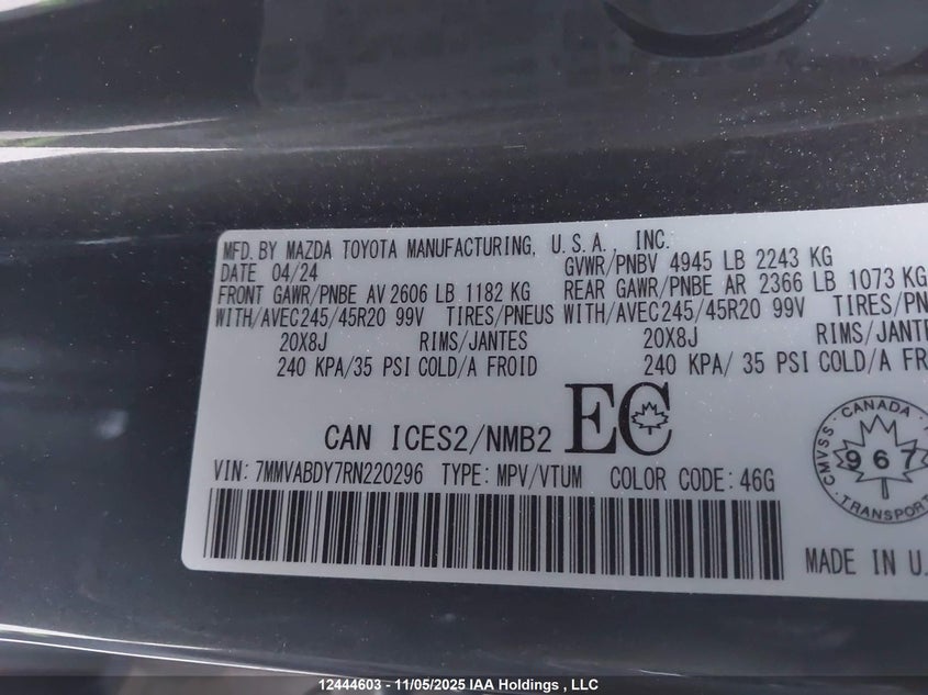 2024 Mazda Cx-50 Gt W/Turbo/Meridian Edition VIN: 7MMVABDY7RN220296 Lot: 12444603