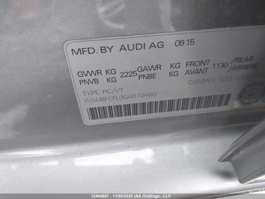 WAUBFCFL0GA010460 2016 AUDI A4 photo no. 9