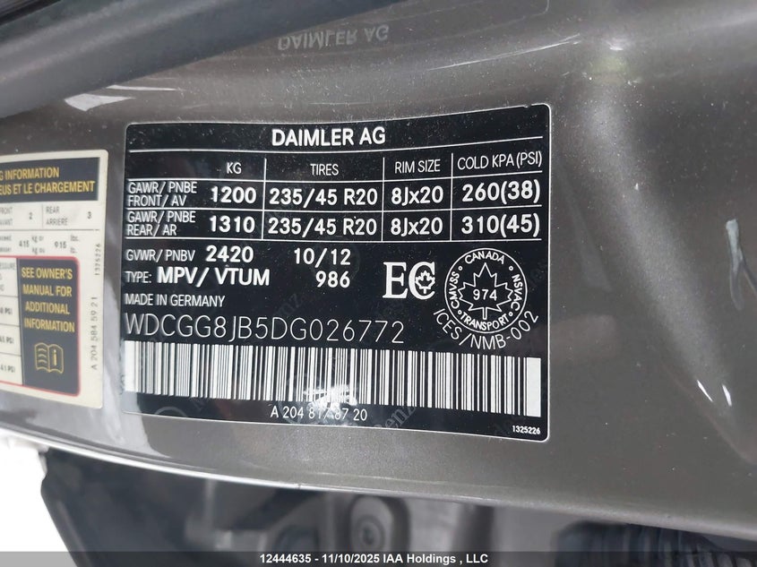 WDCGG8JB5DG026772 2013 MERCEDES-BENZ GLK-KLASSE photo no. 9