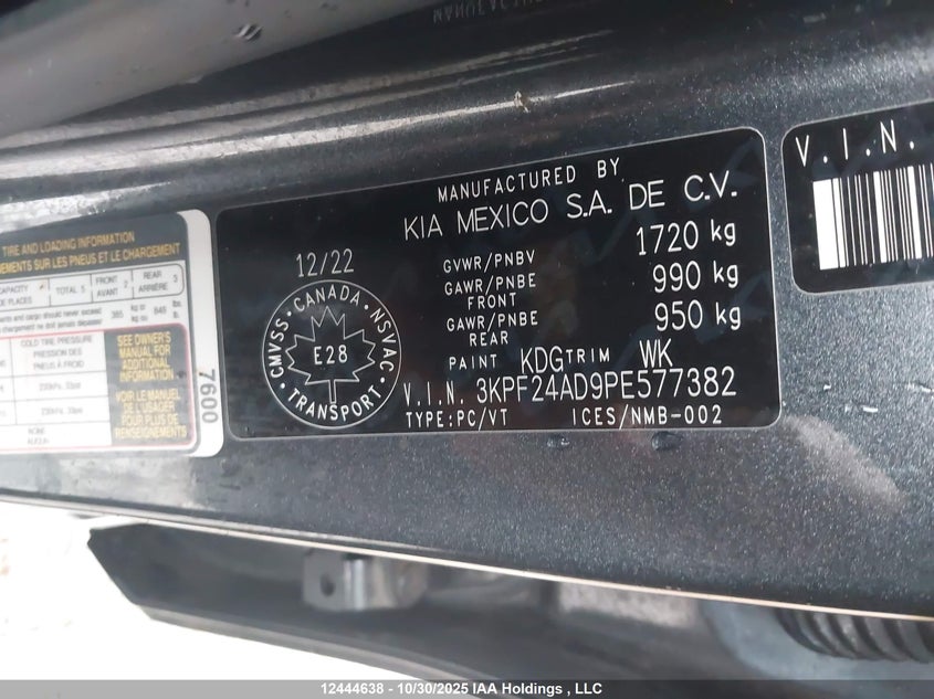 2023 Kia Forte Lx/Lxs VIN: 3KPF24AD9PE577382 Lot: 12444638