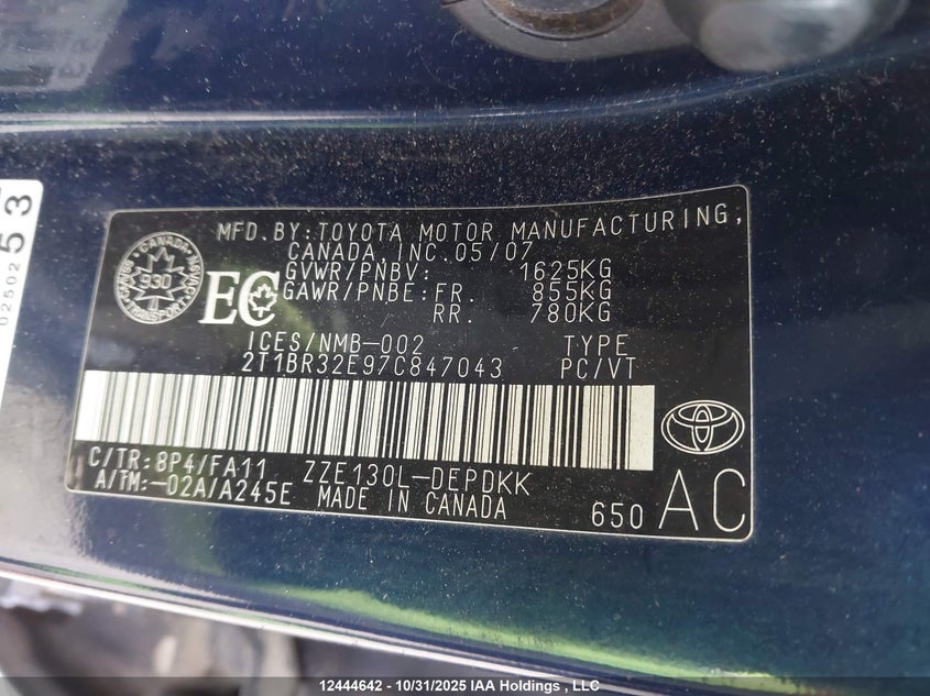 2T1BR32E97C847043 2007 TOYOTA COROLLA photo no. 18