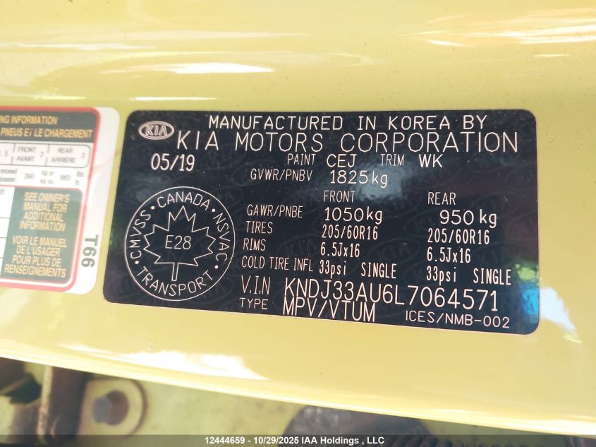 2020 Kia Soul Ex VIN: KNDJ33AU6L7064571 Lot: 12444659