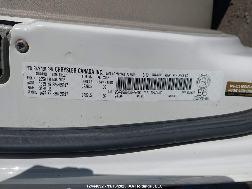 2C4RDGBG0DR740416 2013 DODGE CARAVAN photo no. 9