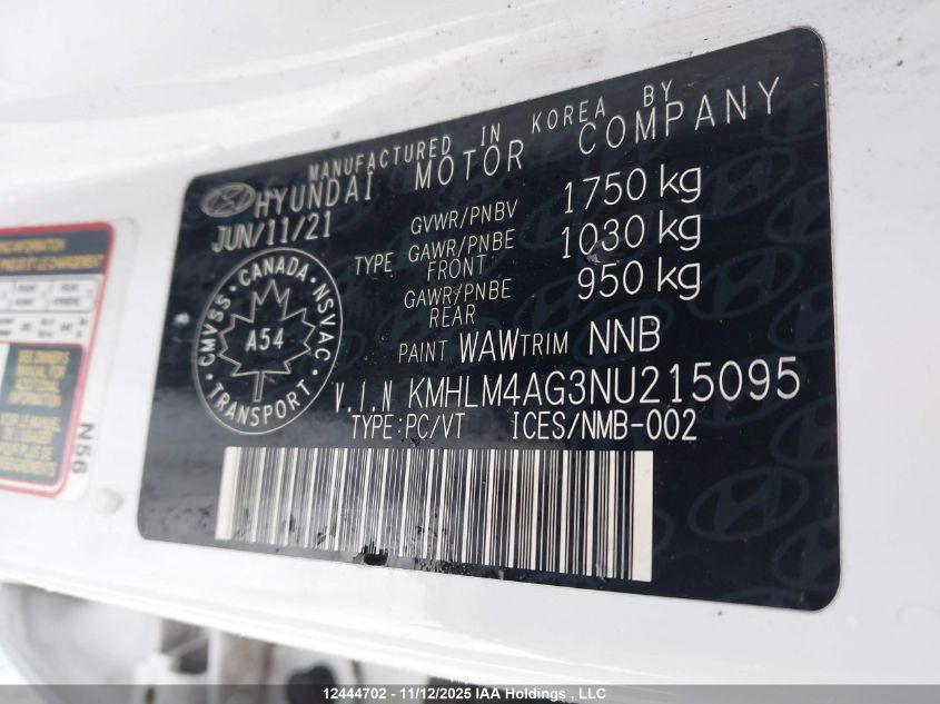 2022 Hyundai Elantra VIN: KMHLM4AG3NU215095 Lot: 12444702