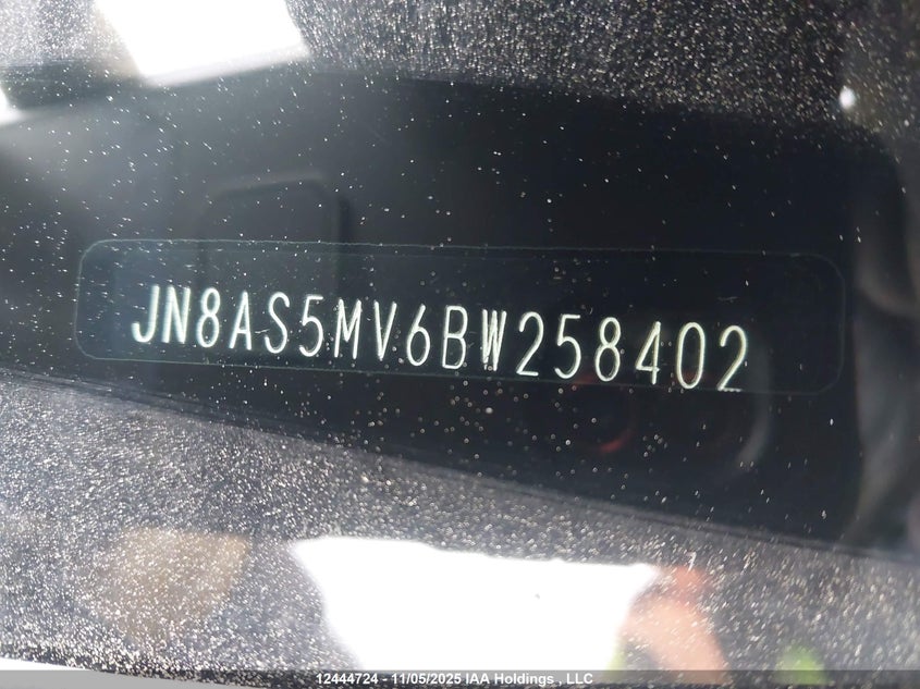 2011 Nissan Rogue S/Sv/Krom VIN: JN8AS5MV6BW258402 Lot: 12444724