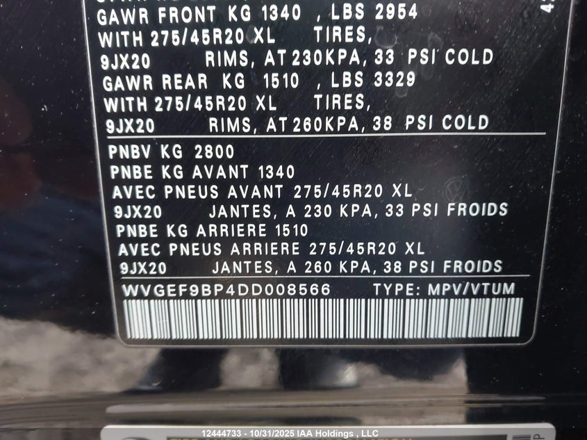 WVGEF9BP4DD008566 2013 VOLKSWAGEN TOUAREG photo no. 9