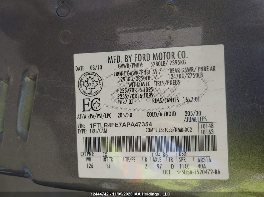 1FTLR4FE7APA47354 2010 FORD RANGER photo no. 9