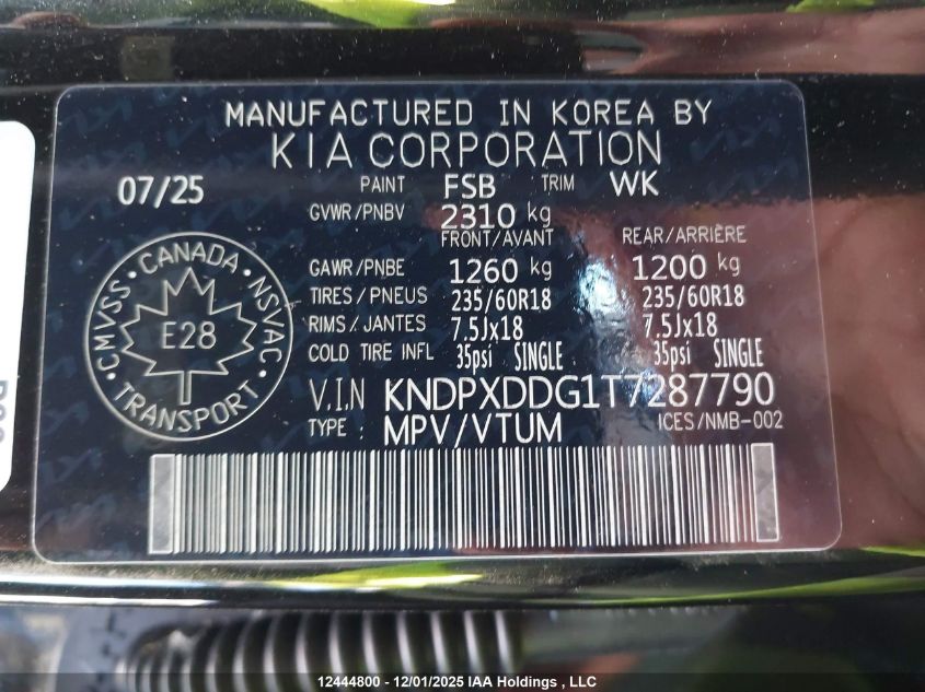 2026 Kia Sportage Hybrid VIN: KNDPXDDG1T7287790 Lot: 12444800