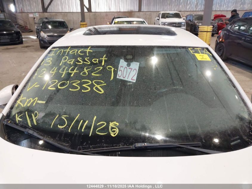 2013 Volkswagen Passat VIN: 1VWBH7A34DC120338 Lot: 12444829