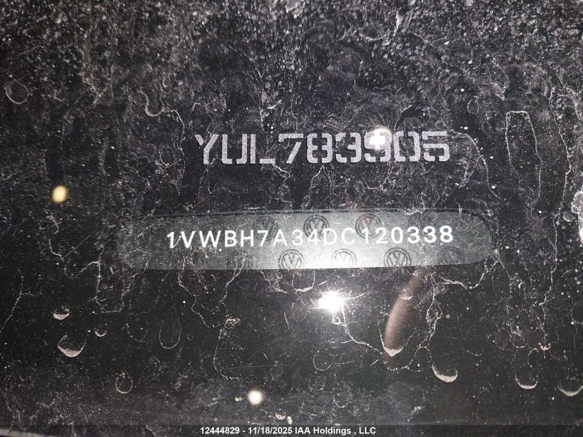 2013 Volkswagen Passat VIN: 1VWBH7A34DC120338 Lot: 12444829