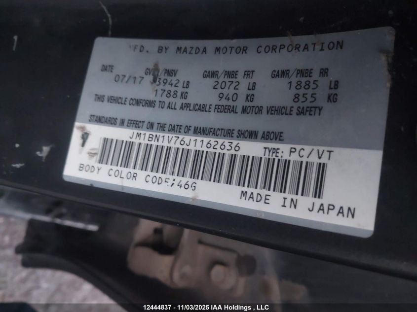 2018 Mazda 3 Gs VIN: JM1BN1V76J1162636 Lot: 12444837