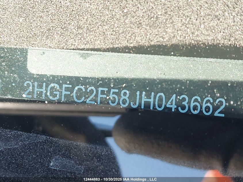 2018 Honda Civic Lx VIN: 2HGFC2F58JH043662 Lot: 12444883