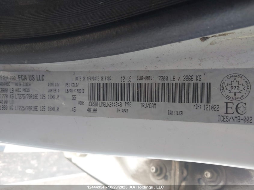 1C6SRFLM6LN244248 2020 RAM 1500 photo no. 9