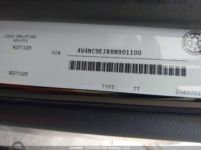 2019 Volvo Vn L VIN: 4V4NC9EJ8KN901100 Lot: 12444969