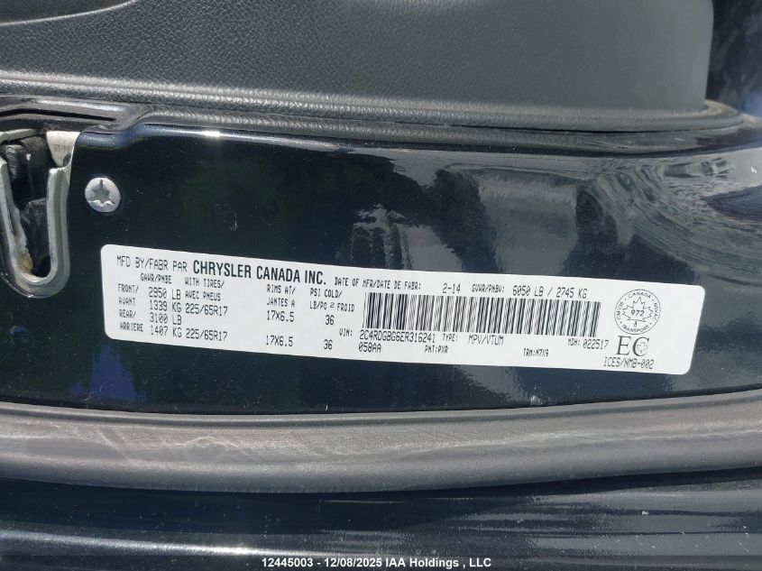 2014 Dodge Grand Caravan VIN: 2C4RDGBG6ER316241 Lot: 12445003