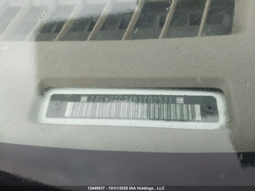 2011 Chevrolet Express 2500 Standard VIN: 1GCWGGCG4B1102311 Lot: 12445037