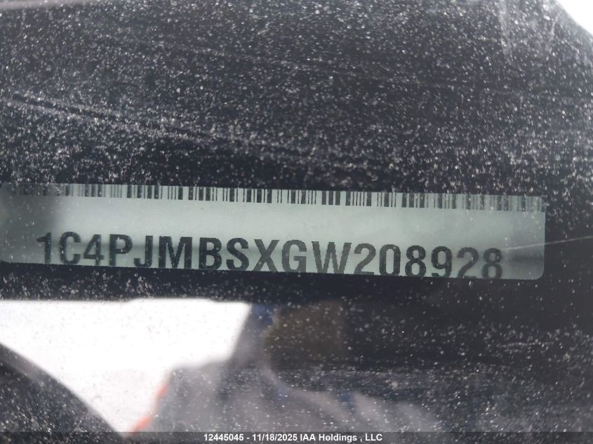 2016 Jeep Cherokee Trailhawk VIN: 1C4PJMBSXGW208928 Lot: 12445045