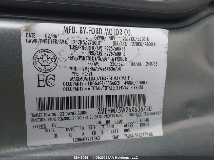 2MEHM75W26X636750 2006 MERCURY GRAND MARQUIS photo no. 9