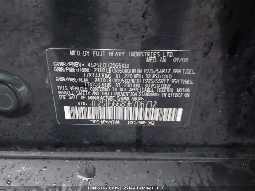 2009 Subaru Forester 2.5 Xt Limited VIN: JF2SH66689H706732 Lot: 12445214