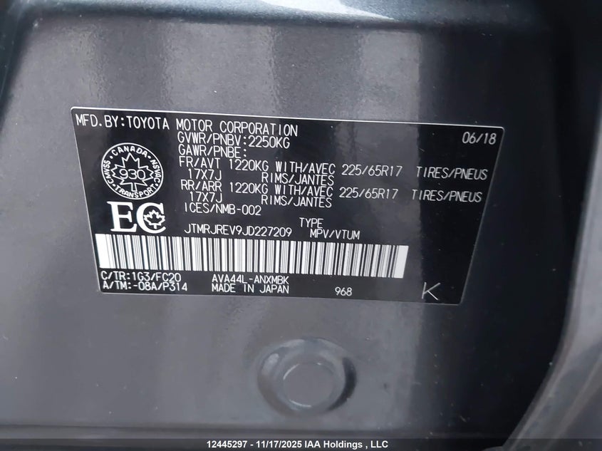 JTMRJREV9JD227209 2018 TOYOTA RAV 4 photo no. 9