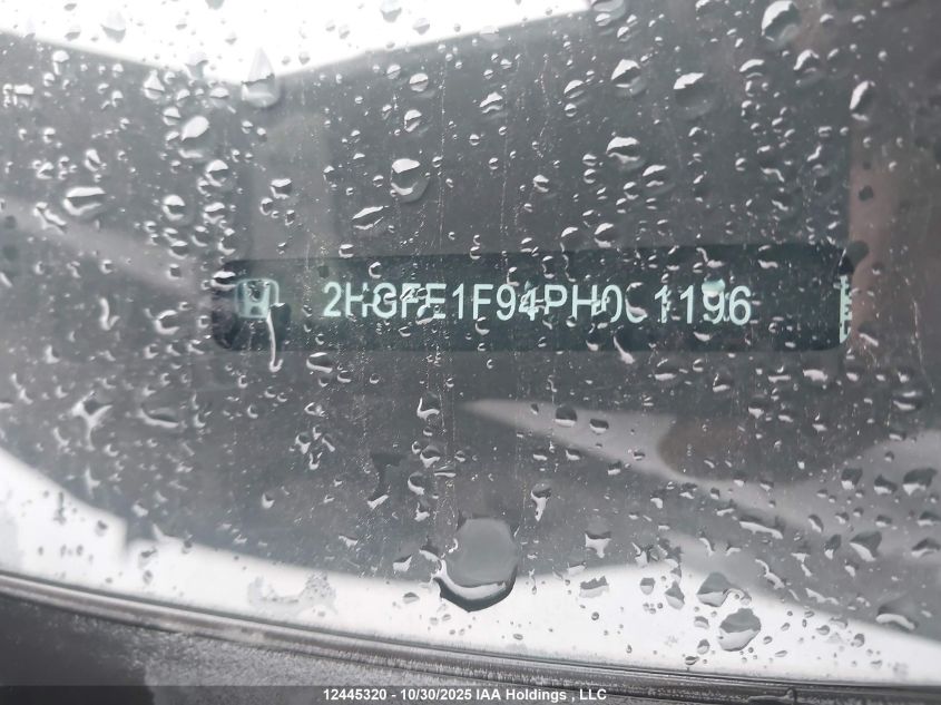 2023 Honda Civic Touring VIN: 2HGFE1F94PH001196 Lot: 12445320