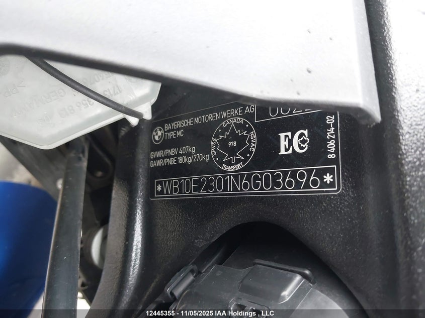 2022 BMW S 1000 Rr VIN: WB10E2301N6G03696 Lot: 12445355