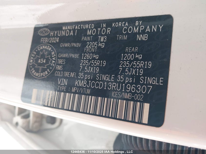 KM8JCCD13RU196307 2024 HYUNDAI TUCSON photo no. 9