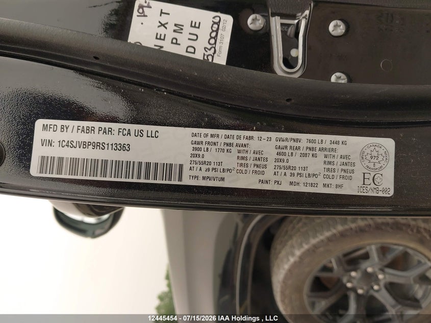 1C4SJVBP9RS113363 2024 JEEP GRAND WAGONEER photo no. 9