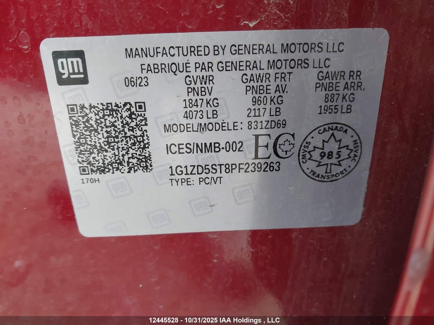 1G1ZD5ST8PF239263 2023 CHEVROLET MALIBU photo no. 9