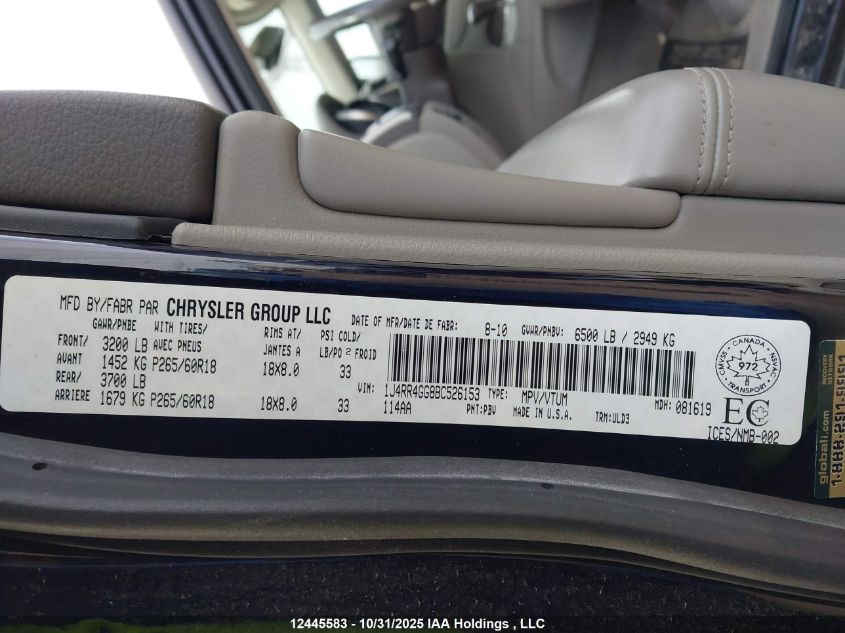 2011 Jeep Grand Cherokee Laredo VIN: 1J4RR4GG8BC526153 Lot: 12445583