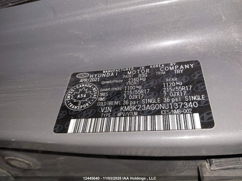 KM8K23AG0NU137340 2022 HYUNDAI KONA photo no. 19