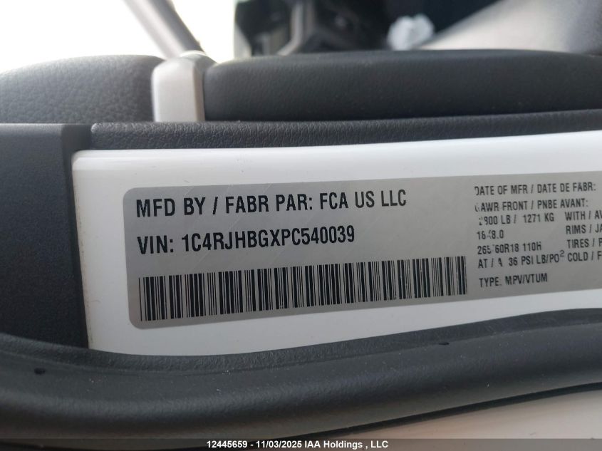 2023 Jeep Grand Cherokee Limited VIN: 1C4RJHBGXPC540039 Lot: 12445659