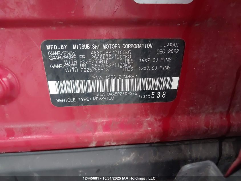 2023 Mitsubishi Eclipse Cross Es VIN: JA4ATUAA5PZ609272 Lot: 12445681