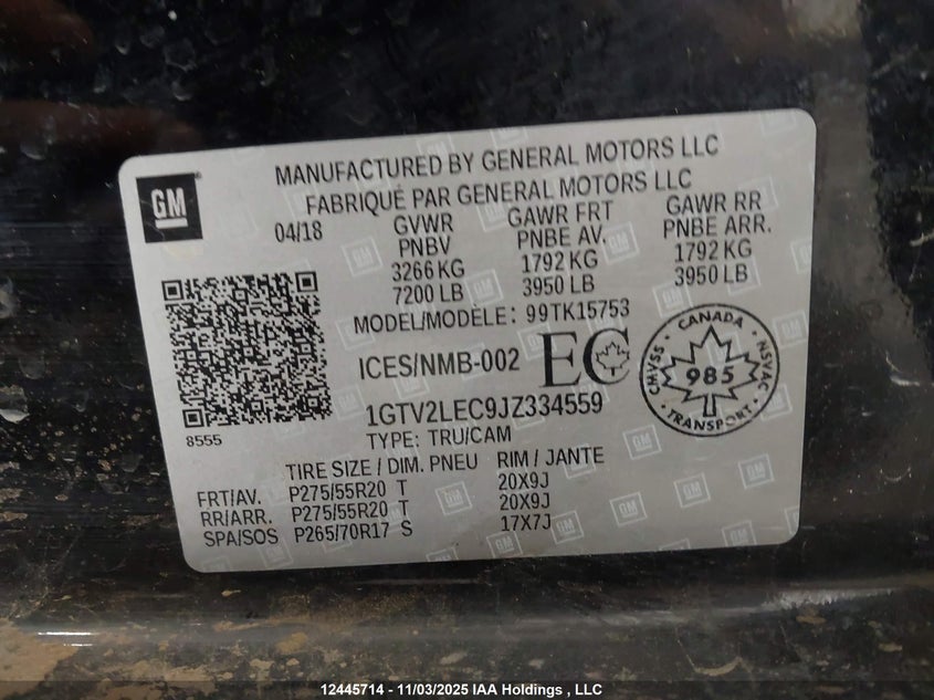1GTV2LEC9JZ334559 2018 GMC SIERRA photo no. 9