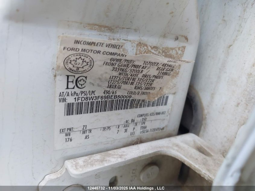2011 Ford F350 Super Duty VIN: 1FD8W3F69BEB50009 Lot: 12445732