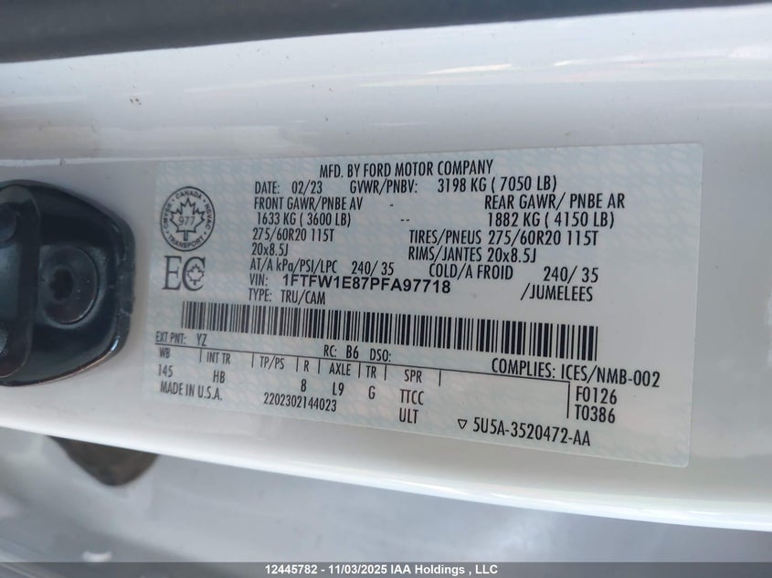 1FTFW1E87PFA97718 2023 FORD F-150 photo no. 19
