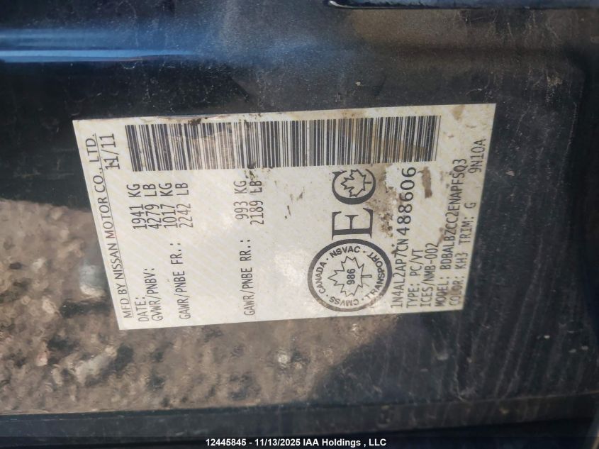 2012 Nissan Altima 2.5 S VIN: 1N4AL2AP7CN488606 Lot: 12445845