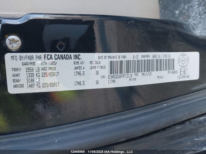2C4RDGDG0FR713118 2015 DODGE CARAVAN photo no. 9