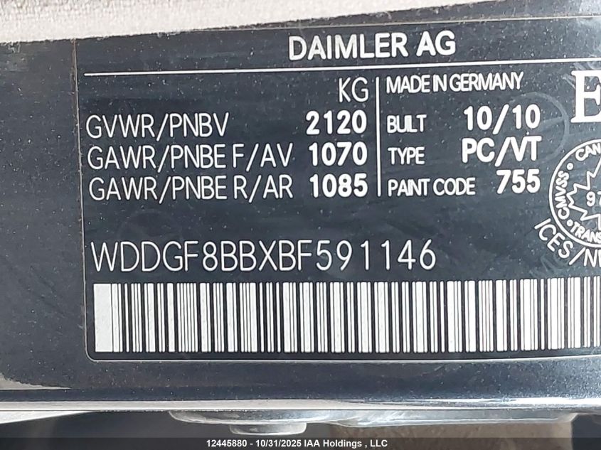 2011 Mercedes-Benz C 300 4Matic VIN: WDDGF8BBXBF591146 Lot: 12445880
