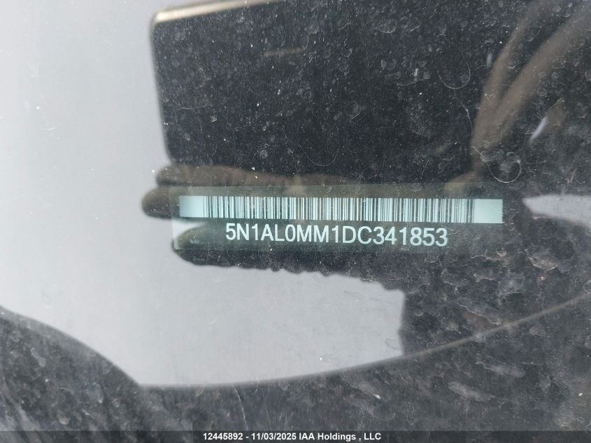 2013 Infiniti Jx35 VIN: 5N1AL0MM1DC341853 Lot: 12445892