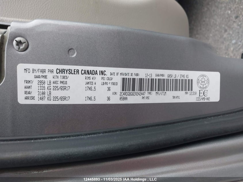 2C4RDGBG6ER242447 2014 DODGE CARAVAN photo no. 9