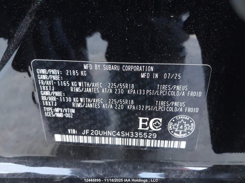 JF2GUHNC4SH335529 2025 SUBARU XV photo no. 19