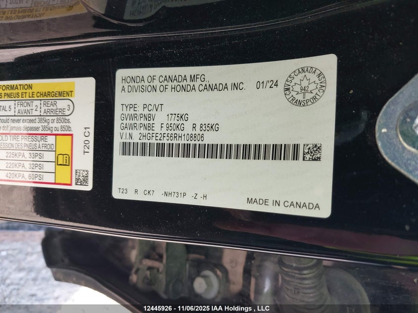 2HGFE2F56RH108806 2024 HONDA CIVIC photo no. 18