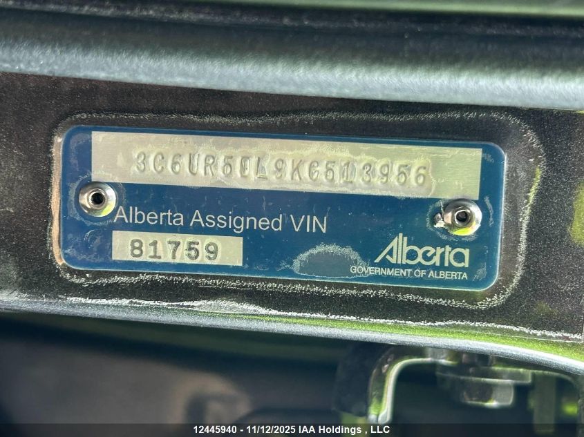 2019 Ram 2500 Big Horn VIN: 3C6UR5DL9KG513956 Lot: 12445940