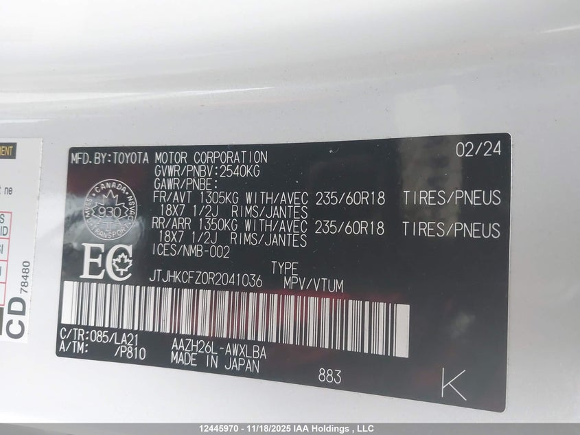 2024 Lexus Nx 450H+ VIN: JTJHKCFZ0R2041036 Lot: 12445970