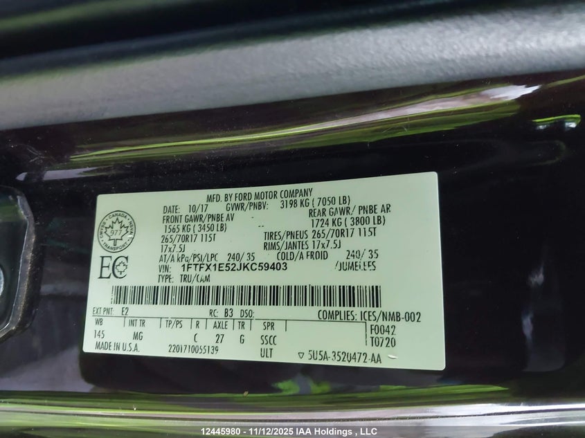 1FTFX1E52JKC59403 2018 FORD F-150 photo no. 9