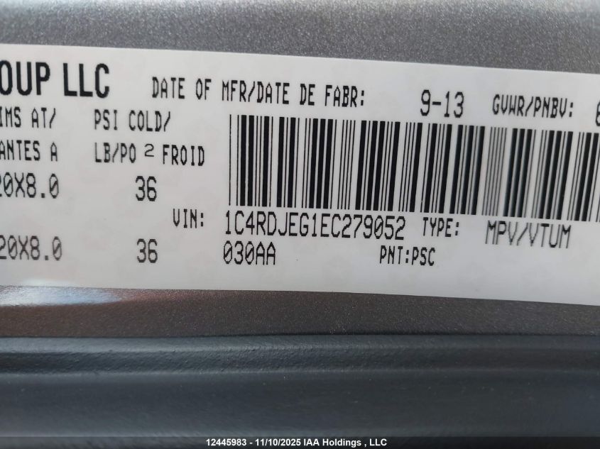 2014 Dodge Durango Citadel VIN: 1C4RDJEG1EC279052 Lot: 12445983