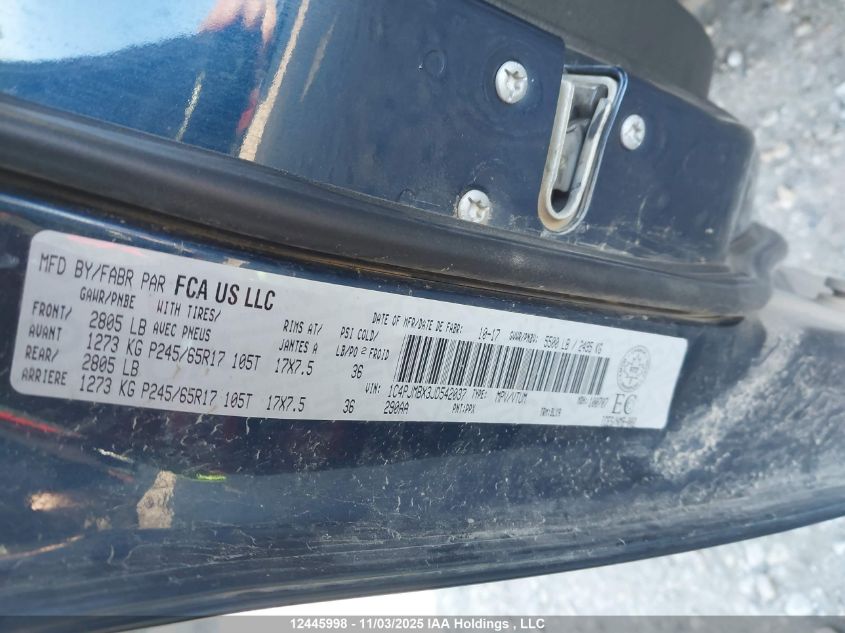 2018 Jeep Cherokee Trailhawk VIN: 1C4PJMBX3JD542037 Lot: 12445998