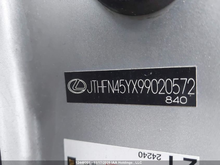 2009 Lexus Sc 430 VIN: JTHFN45YX99020572 Lot: 12446001