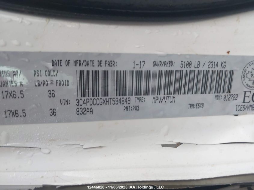 2017 Dodge Journey Sxt/Limited VIN: 3C4PDCCGXHT594849 Lot: 12446028